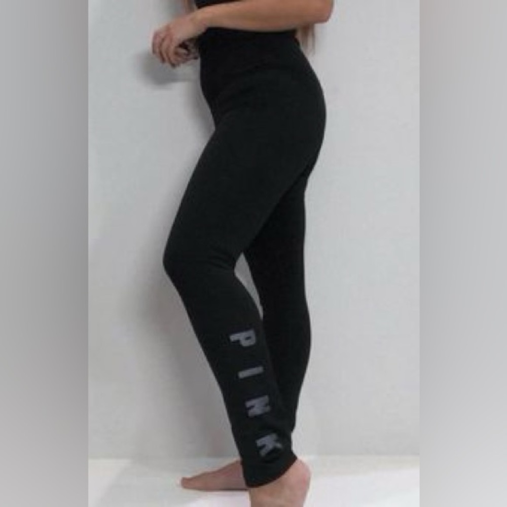 PINK Victoria's Secret Cozy Fleece Black Leggings